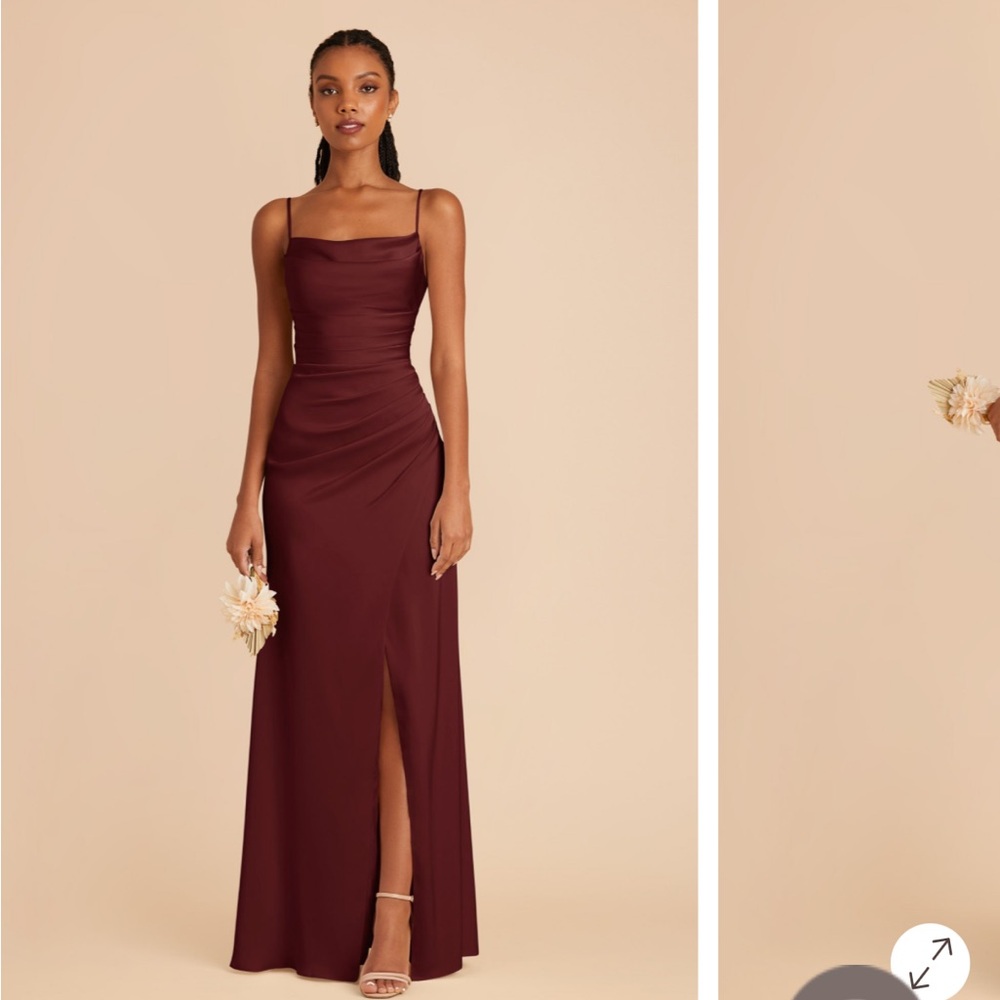 Bridesmaid Birdy Grey Lydia Cabernet Matte Satin Dress (hemmed) - Picture 8 of 12